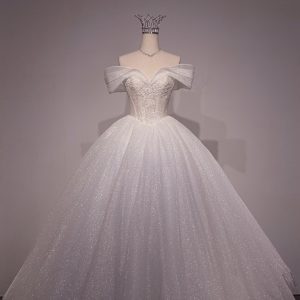 VÁY LỄ TRỄ VAI BẢN TO